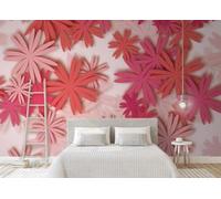 CLVIUJLBKLKSDD Photography 3D Photo Wallpaper Crimson Blossoms 400cmx280cm Fresh Red Floral Graffiti Stripes Living Room Bedroom Poster Decoration Mural