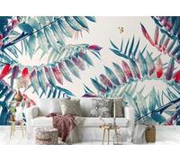 CLVIUJLBKLKSDD Photography 3D Photo Wallpaper Green Leaves 400cmx280cm Watercolour Tropical Jungle Palm Leaves Living Room Bedroom Poster Decoration Mural