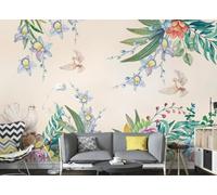 CLVIUJLBKLKSDD Photography 3D Photo Wallpaper Watercolour Flowers 200cmx140cm Tropical Plants, Roses, White Doves, Birds In Flight Living Room Bedroom Poster Decoration Mural