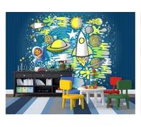 CLVIUJLBKLKSDD Photography Photo Wallpaper Blue graffiti 430cmx300cm Space Astronaut Spacecraft Living Room Bedroom Mural