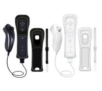 CLVIZCXOM 2 Sets Remote Fit for Wii/Wii U with MotionPlus (Black & White) | 2 Remotes + 2 Nunchuks + 2 Cases + 2 Straps, Compatible with Nintendo Console