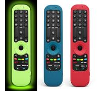 CLVIZCXOM 3 Pack Remote Cover Fit for LG Magic Remote AN-MR21/22/23/24GA | Red & Navy Blue & Glow-in-the-Dark Green, Silicone Remote Case, Shockproof, Anti-Lost, Skin-Friendly, 3 Packs