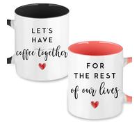 CLVJQ Engagement Gifts for Couples, Lets Have Coffee Together Forever Mugs Set, Wedding Anniversary Bridal Shower Couple Gifts for Men Women Newlyweds, Christmas Valentines Present for Him Her, 11.8oz