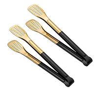 CLWXHS Black Gold Cooking Tongs Stainless Steel Kitchen Spatula Tongs Heavy Duty BBQ Grill Food Seriving Buffet Tongs - 2 Pack 9 Inches