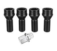 CLWYWUL Car Wheel Hub Lock Bolt Compatible With BMW For X5 (E70) 2006-2013 4pcs M14*1.25/M12*1.5 Black Alloy Car Wheel Locking Bolts Lug Nuts Key Stainless Steel OEM:36136776076