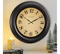 CLXEAST 18 Inch Large Modern Farmhouse Illuminated Wall Clock with AI Smart Night Light Sensor,Indoor Outdoor Wall Clocks for Living Room, Garden Patio,Porch,Pool,Oil Rubbed Bronze Black