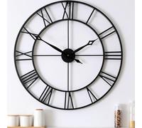 CLXEAST 30 Inch Large Wall Clock Modern, Oversized Roman Numeral Decorative Metal Wall Clock, Big Black Wall Clocks for Living Room Decor, Farmhouse Wall Decor Clock (30")