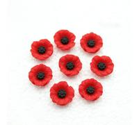 CLXLYU 100pcs Artificial Resin Poppy Flower Flatback Embellishment Miniature Artificial Flower 12-23mm Jewelry Accessory Home Decor-19mm