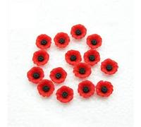 CLXLYU 100pcs Artificial Resin Poppy Flower Flatback Embellishment Miniature Artificial Flower 12-23mm Jewelry Accessory Home Decor-12mm