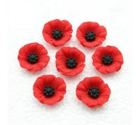 CLXLYU 100pcs Artificial Resin Poppy Flower Flatback Embellishment Miniature Artificial Flower 12-23mm Jewelry Accessory Home Decor-23mm