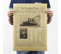 CLXLYU Classic The New York Times History Poster Titanic Shipwreck Old Newspaper Kraft Paper Wall Stickers Home Decor Painting-default
