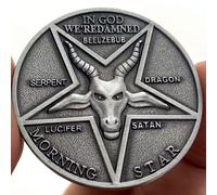 CLXLYU Satanic Lucifer Morning Star Coin Pentecostal Badge Jesus Cross Coins-default