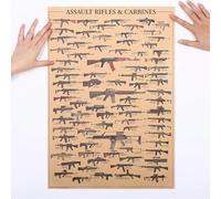 CLXLYU World Famous Gun Posters/Military Fans Vintage Poster AK47 Kraft Paper Decorative Wall Sticker-1 pcs