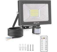CLY 25W Outdoor Motion Sensor Security Lights, 2100LM Remote Sensor Floodlight IP66 Waterproof with PIR, 6500K Cold White for Backyard, Garden, Garage