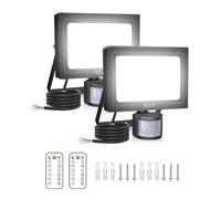 CLY 25W Security Lights Outdoor Motion Sensor, 2100 Lumen IP66 Waterproof Outside Light with Remote Control 6500K Motion Sensor Flood Light, LED Outdoor Lights for Backyard, Garden, Doorway, Garage 2P
