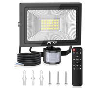 CLY 25W Security Lights Outdoor Motion Sensor, 2350LM Remote Sensor Floodlight IP66 Waterproof with PIR, 6500K Cold White for Backyard, Garden, Garage