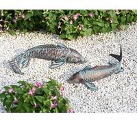 CLYB Set of 2 Koi Fish Decor Outdoor Statues Sculptures Antique Copper Garden Pond Fish Art Metal Koi Fish Statue Outside Garden Décor Ornaments for Outdoors,Patio,Yard,Lawn,Pond,Home Decorations