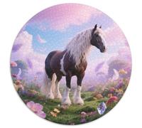 Clydesdale 1000pc Round Puzzle Highlighting Horse, A Joy to Assemble, Perfect for Relaxing in The Sunroom 1000pcs (67.5x67.5cm)