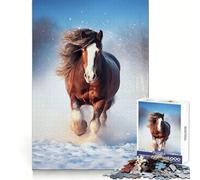 Clydesdale in The Snow 1000 Piece Jigsaws for Adults Puzzle Unwind Game Sharp Edge Playful Challenge Home Accent (38x52cm)