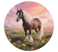 Clydesdale Mind-Stretching 1000-Piece Puzzle in A Round Format with Horse, Lovely As A Gift, Perfect for Thoughtful Teenagers And Adults 1000pcs (67.5x67.5cm)