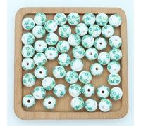 CLYDSA 100 Pcs 6-12 Mm Floral Print Ceramic Loose Beads, Colorful Round Glazed Ceramic Beads, for DIY Beaded Bracelet and Necklace Jewelry Making