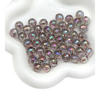 CLYDSA 100 Pcs 8-12 Mm Colorful Transparent Acrylic Beads, Imitation Crystal Faceted Round Loose Beads, for Bracelets and Necklaces Handmade DIY Jewelry Accessories
