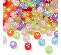 CLYDSA 1000 Pcs 7 Mm Clear Acrylic Letter Beads, Flat Round Letter Beads, Mixed Colors A-Z, for Threading, Handmade Bracelets, Necklaces, Earrings DIY Craft Making