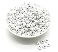 CLYDSA 1000 Pcs 7 Mm White Letter Beads, Flat Round Acrylic Letter Spacer Beads, for Bracelet Necklace Earring DIY Handmade Jewelry Making