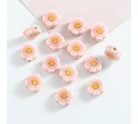 CLYDSA 20 Pcs 10 Mm Colorful Flower Shaped Smiley Face Porcelain Beads, Craft Ceramic Loose Beads, for Bracelet Necklace DIY Beaded Accessories