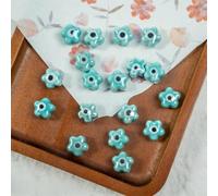 CLYDSA 20 Pcs 10 Mm Devil Eye Ceramic Loose Beads, Colorful Flower-Shaped Glazed Ceramic Beads, for DIY Beaded Bracelets, Necklaces, Earrings and Jewelry Making