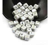 CLYDSA 20 Pcs 8/10 Mm Colorful Square Porcelain Beads, Glazed Devil Eye Ceramic Spacer Beads, for DIY Beaded Bracelets, Necklaces, and Earrings Making
