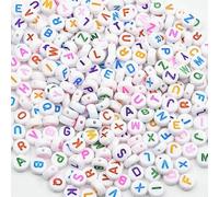 CLYDSA 200 Pcs 7 Mm Acrylic Number Beads, Colorful Letter Beads, for Bracelet Necklace DIY Keychain Handmade Craft Making
