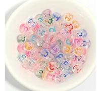 CLYDSA 200 Pcs 7 Mm Acrylic Transparent Letter Beads, Mixed Colors A-Z, Flat Round Letter Beads, for DIY Beaded Handmade Bracelet and Necklace Jewelry Making