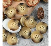 CLYDSA 30 Pcs 15-30 Mm Vintage Resin Buttons, 4-Hole Round Imitation Horn Sewing Buttons, For Hand-Sewing Decorative Accessories For Trench Coats, Suit Jackets, Cardigans, Wool Coats