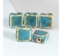 CLYDSA 30 Pcs 16 Mm Vintage Flat Square Ceramic Beads, Handmade Glazed Ceramic Spacer Beads, For Beaded Bracelet Necklace Diy Craft Making