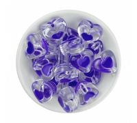 CLYDSA 50 Pcs 18 Mm Heart-Shaped Clear Acrylic Beads, Colorful Acrylic Spacer Beads, for DIY Handmade Bracelets, Necklaces, Earrings and Jewelry Making
