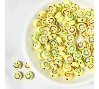 CLYDSA 500 Pcs 7 Mm Colorful Smiley Face Acrylic Beads, Flat Round Smiley Face Loose Beads, for Handmade Bracelets, Necklaces, Keychains DIY Craft Making