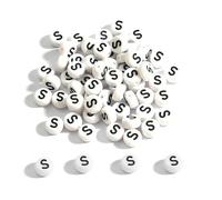 CLYDSA 500 Pcs 7 Mm White Acrylic Letter Beads, Flat Round Letter Spacer Beads, for DIY Bracelets, Necklaces, Earrings, Handmade Craft Accessories