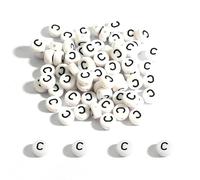 CLYDSA 500 Pcs 7 Mm White Acrylic Letter Beads, Flat Round Letter Spacer Beads, for DIY Bracelets, Necklaces, Earrings, Handmade Craft Accessories