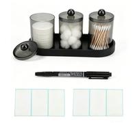 Clyfanesy Cotton Bud Holder,3 Pack Bathroom Organizer Set with Tray,Acrylic Qtip Dispenser cotton pad dispenser for Q-Tips, Cotton Rounds, Cotton Balls, Floss Picks, Hair Ties,bathroom accessories