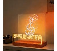 Clyfanesy Now Playing Vinyl Stand,Light up Record Holder Stand Display Decor Night Light Lamp,LED Wooden Base Acrylic Display with Warm White Lights for Albums, Room Decor, Gift for Vinyl Lovers