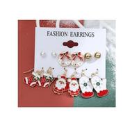 Clyhon 6 Pairs Christmas Dangle Earrings Snowman Xmas Earrings Christmas Tree Girls Earrings Novelty Earrings Funny Earrings for Women Girls Hook Drop Jewellery
