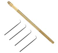 Clyictz 4pcs Ventilating Needles +1 Brasss Holder Making/Repair Lace Wigs Toupee Hairpiece Wig Knotting Hook Sets Beaded Hook