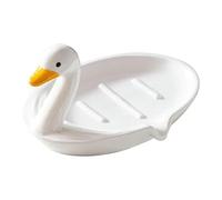 Clyictz Cute Animal Duck Ceramic Soap Dish Self Draining Soap Holder with Drain for Shower Bathroom Kitchen
