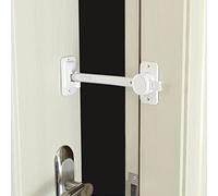 CLYMENE Cat Door Latch & Stopper, Adjustable Child Proof Door Lock and Pinch Guard, Let's Cats in and Keeps Dogs Out of Litter & Food, No Need for Pet Gates or Interior Cat Door (White)
