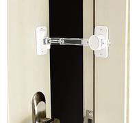 CLYMENE Cat Door Latch & Stopper, Adjustable Child Proof Door Lock and Pinch Guard, Let's Cats in and Keeps Dogs Out of Litter & Food, No Need for Pet Gates or Interior Cat Door (Transparent)