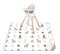 CLYMENE Splat Mat for Under High Chair | 51x51 Inch Anti-Slip Baby Splash Mat | Waterproof & Washable Spill Mat for Highchair Floor and Infant Play (Woodland Tale)