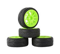 Clynex 4P Grip Tires Insert Sponge Wheel, for HSP Racing, 1/10 1.10 On-Road Car Rc Car Tyres(Green Wheel)
