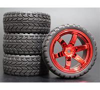 Clynex 4pcs 1/10 RC Soft Rubber Touring Tire Tyre Wheel Rim Rc Car Tyres(707-6017)