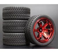 Clynex 4pcs 1/10 RC Soft Rubber Touring Tire Tyre Wheel Rim Rc Car Tyres(707-6085)